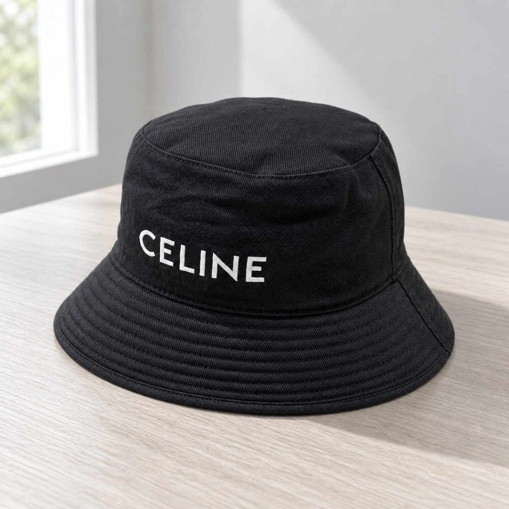CELINE Black Cotton Bucket Hat - Picture 4 of 6
